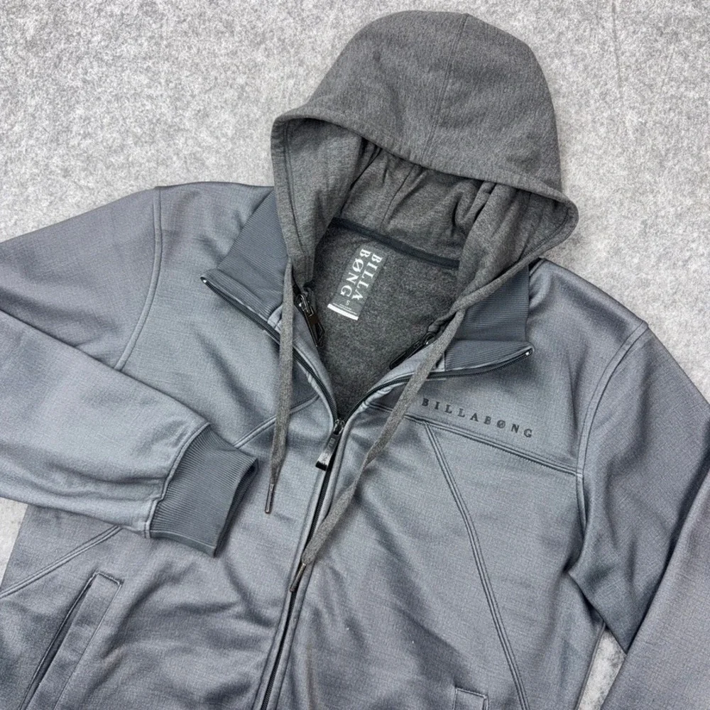 Billabong‎ Jacket Mens Small Gray 2-in-1 Fleece Lined Hooded Full Zip Surf Y2K
